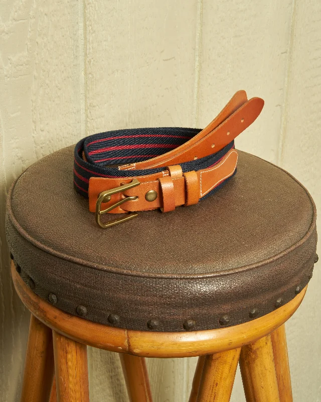 Surcingle Belt in Navy/Red Stripe