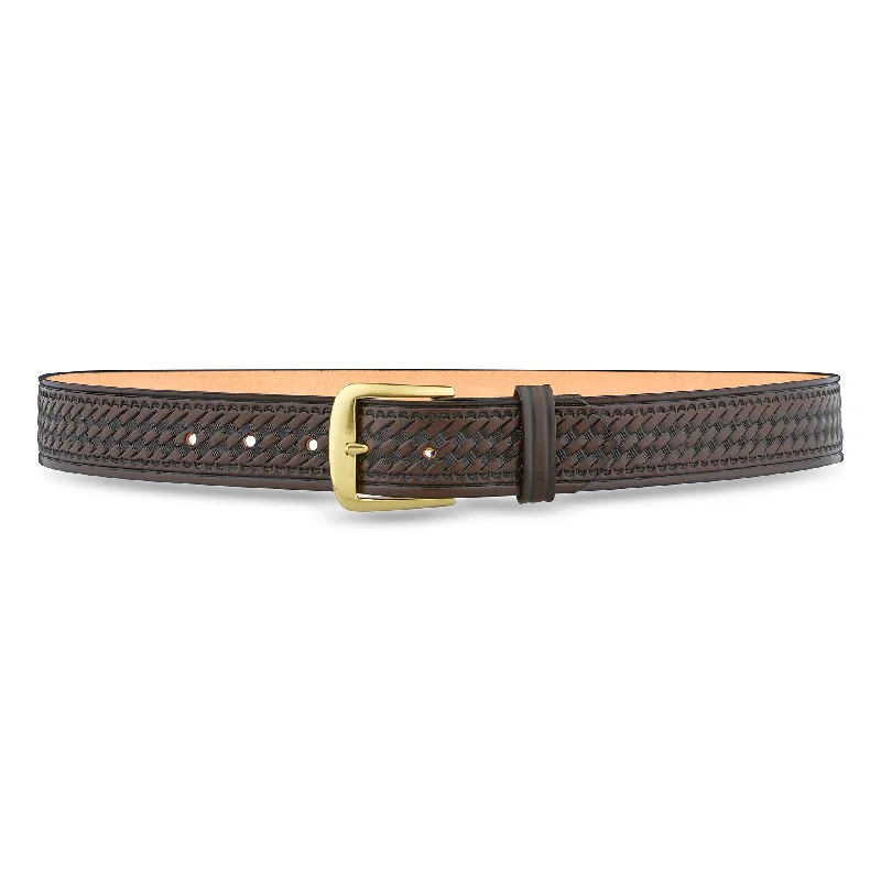 1-1/2" Basketweave Leather Garrison Belt - Brown