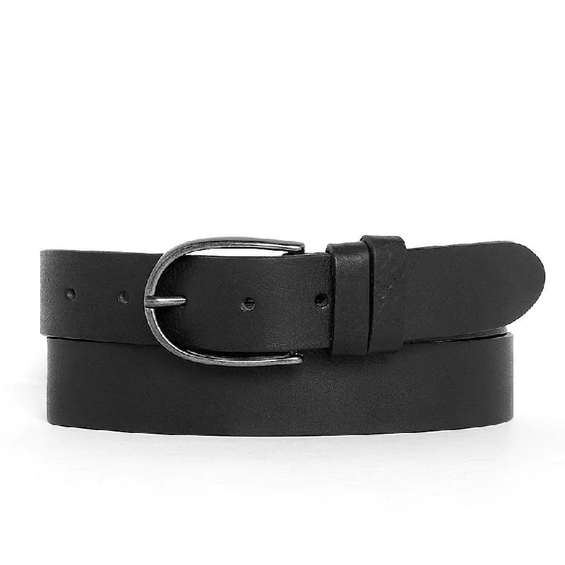 35018 Dieke | Classic Women's Leather Belt for Jeans | Silver Buckle